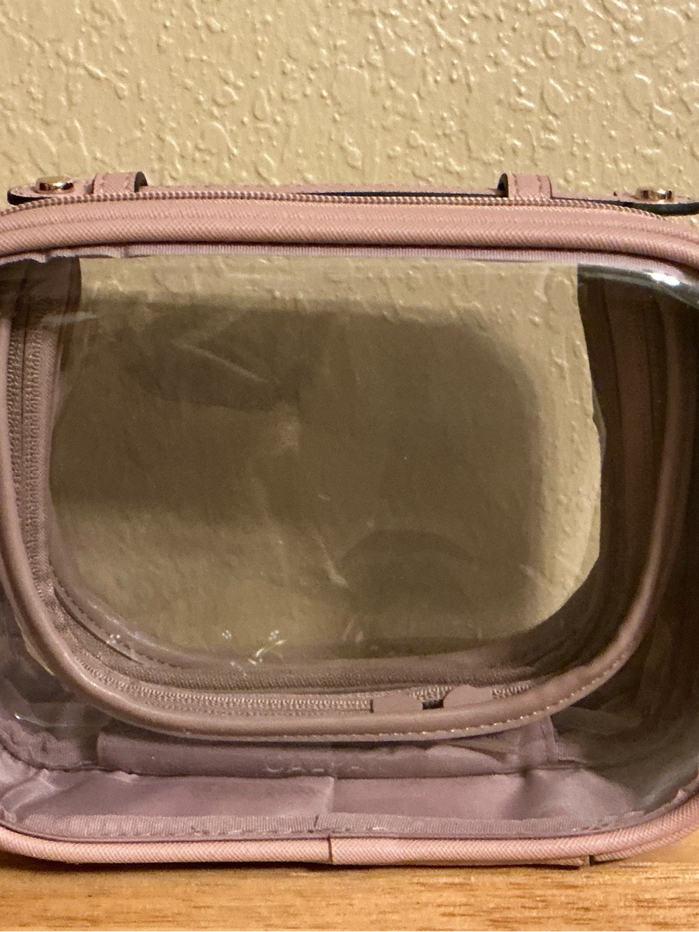 Calpak Pink Clear Cosmetic Case with Zippered Pocket